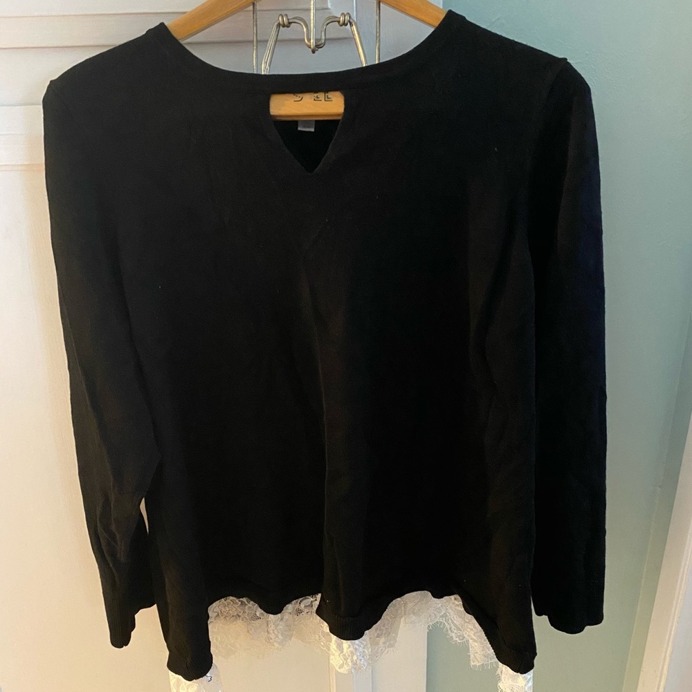 Black Sweater with White Lace